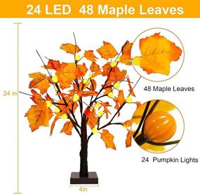 img 2 attached to 🍁 YEECHUN 24 Inch Artificial Fall Lighted Maple Tree with 24 LED Pumpkin Lights - Perfect for Halloween, Thanksgiving, Christmas & Harvest Home Decoration - Battery Operated