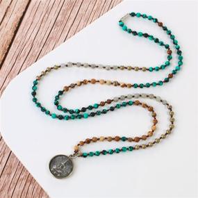 img 2 attached to 📿 Buddha Long Mala Beaded Necklaces: Handmade Fashion Jewelry with Natural Gemstones and Crystals