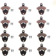 vintage style wall mount bottle opener set: 12pcs zinc alloy opener with 24pcs mounting screws - ideal for kitchen, cafe, bars логотип