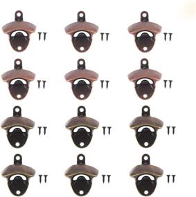 img 4 attached to Vintage Style Wall Mount Bottle Opener Set: 12pcs Zinc Alloy Opener with 24pcs Mounting Screws - Ideal for Kitchen, Cafe, Bars