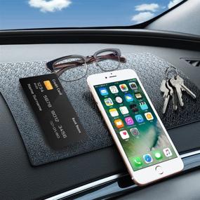 img 3 attached to 🚗 Non-Slip Car Dashboard Pads - 3 Pcs, 11"x7" AIFUDA Anti-Slip Ripple Sticky Dash Grip Mat for Coin Phone Key Sunglasses - Black