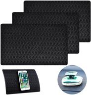 🚗 non-slip car dashboard pads - 3 pcs, 11"x7" aifuda anti-slip ripple sticky dash grip mat for coin phone key sunglasses - black logo