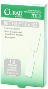 img 1 attached to 🦋 Curad CUR47442RB Waterproof Butterfly Closures - 1-3/4" x 3/8" - Box of 12 Bandages for Effective Wound Closure