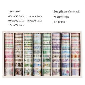 img 3 attached to Dizdkizd 120 Rolls Washi Tape Set With 5 Sizes