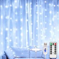 curtain lights 300 led twinkle fairy string lights 8 lighting modes for bedroom window wall indoor christmas party decorations usb powered remote controlled (white) логотип