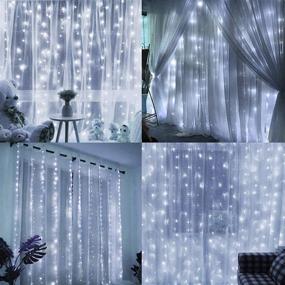 img 2 attached to Curtain Lights 300 LED Twinkle Fairy String Lights 8 Lighting Modes For Bedroom Window Wall Indoor Christmas Party Decorations USB Powered Remote Controlled (White)