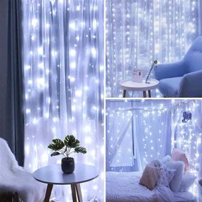 img 3 attached to Curtain Lights 300 LED Twinkle Fairy String Lights 8 Lighting Modes For Bedroom Window Wall Indoor Christmas Party Decorations USB Powered Remote Controlled (White)