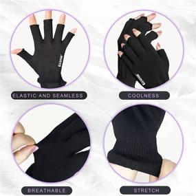 img 3 attached to 🧤 Gsafeme Gel Manicure Gloves - UV Protection Fingerless Hand Sleeves for Women. Blocking LED Nail Lamp or Sunlight. Suitable for Home and Outdoor Use. Black. Size: Small. Pack of 3 pairs.