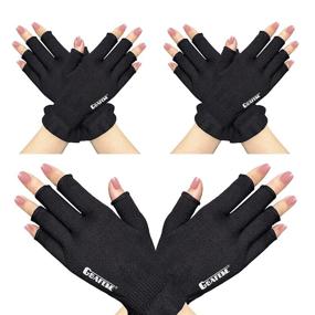 img 4 attached to 🧤 Gsafeme Gel Manicure Gloves - UV Protection Fingerless Hand Sleeves for Women. Blocking LED Nail Lamp or Sunlight. Suitable for Home and Outdoor Use. Black. Size: Small. Pack of 3 pairs.