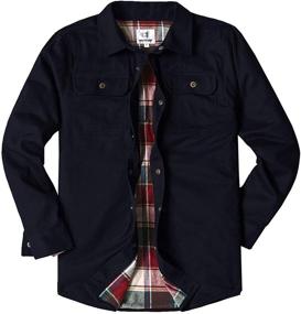 img 4 attached to 👕 XXL Heavyweight Canvas Flannel Jacket: Stylish Men's Clothing for Max Comfort