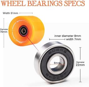 img 2 attached to 🛹 Dadywheels 70mm 78A Longboard Skateboard Wheels with ABEC-9 Bearings, Spacers, and Skate Tool: Complete Set of 4 for Optimal Performance!