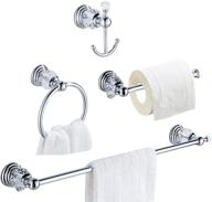 🔮 crystal bathroom hardware set with chrome finish - towel ring, towel bar, toilet paper holder, coat hooks - wall mounted, polished silver, 4 pieces with crystal ball base design logo