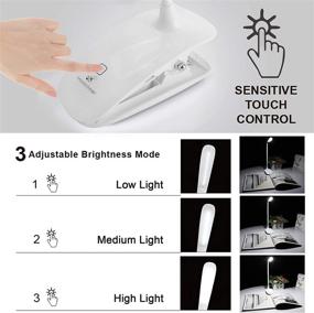 img 3 attached to 📚 Rechargeable LED Clip-on Book Light - Moobibear 14 LEDs Reading Lights Dimmable, 3-Level Brightness Touch Sensitive Eye Protection Table Lamp for Books, Bed, Children's Bedroom - USB Cable Included