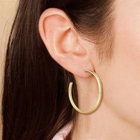 img 1 attached to 🏻 FANCIME 30mm Open Half C Hoop Earrings: White/Yellow Gold Plated, 925 Sterling Silver, High Polish, Dainty Fine Jewelry for Women and Girls