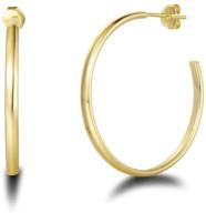 🏻 fancime 30mm open half c hoop earrings: white/yellow gold plated, 925 sterling silver, high polish, dainty fine jewelry for women and girls logo