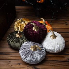 img 2 attached to 🎃 Набор из 6 ручных бархатных тыкв Decor от Ogrmar: Изысканное мастерство для осеннего Хэллоуина и Дня благодарения.