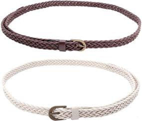 img 4 attached to CHIC DIARY Skinny Braided Belt Set - 3-Pack Women's Accessories