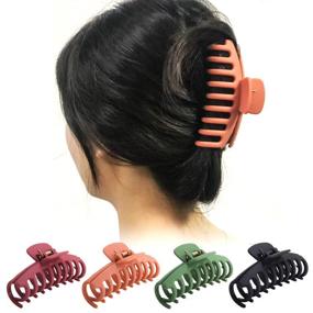 img 3 attached to 💇 Boobeen 4-Pack Big Hair Claw - Non-slip Large Claw Clip for Women and Girls with Thin Hair, Powerful Hold for Thick Hair - Stylish Accessories for Women and Girls