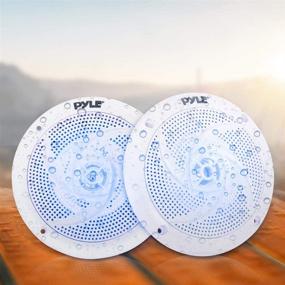 img 1 attached to Pyle Low-Profile Waterproof Marine Speakers - 240W 6.5 Inch 2 Way 1 Pair Slim Style - Outdoor Audio Stereo Sound System with Blue Illuminating LED Lights (White)