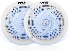img 4 attached to Pyle Low-Profile Waterproof Marine Speakers - 240W 6.5 Inch 2 Way 1 Pair Slim Style - Outdoor Audio Stereo Sound System with Blue Illuminating LED Lights (White)