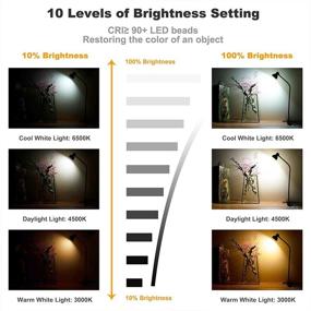 img 2 attached to 🔦 BOHON Clip-on Desk Lamp with Eye-Caring LED Lights, 3 Color Modes, 10 Brightness Levels, USB Powered, 360° Flexible Gooseneck, Ideal for Reading, Studying, Headboard Bedroom