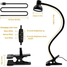 img 1 attached to 🔦 BOHON Clip-on Desk Lamp with Eye-Caring LED Lights, 3 Color Modes, 10 Brightness Levels, USB Powered, 360° Flexible Gooseneck, Ideal for Reading, Studying, Headboard Bedroom