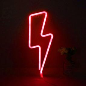 img 1 attached to 🎆 Decorative Lightning LED Neon Light, USB/Battery Powered Lightning Shape Neon Sign Lamp for Bedroom Living Room Kids Room Wedding Party Christmas Decor (Red)