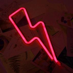 img 2 attached to 🎆 Decorative Lightning LED Neon Light, USB/Battery Powered Lightning Shape Neon Sign Lamp for Bedroom Living Room Kids Room Wedding Party Christmas Decor (Red)