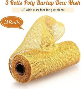 img 3 attached to 🎀 Poly Burlap Deco Mesh Ribbon Rolls for Home Decoration and DIY Crafts - 3 Rolls (Yellow, 10.4 Inch Width)