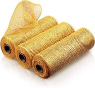 🎀 poly burlap deco mesh ribbon rolls for home decoration and diy crafts - 3 rolls (yellow, 10.4 inch width) logo