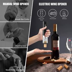 img 1 attached to 🍾 TEBIKIN Rechargeable Electric Wine Opener Set - Automatic Type-C Port with LED Light, Vacuum Stopper, Pourer, and Foil Cutter - Perfect for Home Wine Gift, Party, and Catering