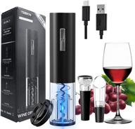 🍾 tebikin rechargeable electric wine opener set - automatic type-c port with led light, vacuum stopper, pourer, and foil cutter - perfect for home wine gift, party, and catering логотип