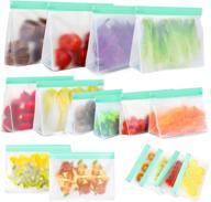 🥫 16 pack bpa free reusable food storage bags - food grade freezer bags for meat, fruit, veggies, snacks - leakproof & resealable silicone bags логотип