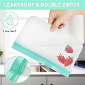 img 2 attached to 🥫 16 Pack BPA Free Reusable Food Storage Bags - Food Grade Freezer Bags for Meat, Fruit, Veggies, Snacks - Leakproof & Resealable Silicone Bags