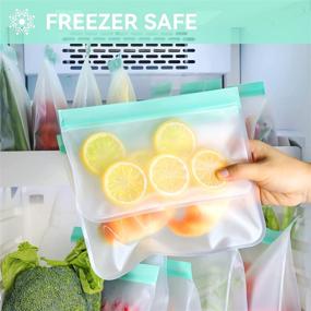 img 1 attached to 🥫 16 Pack BPA Free Reusable Food Storage Bags - Food Grade Freezer Bags for Meat, Fruit, Veggies, Snacks - Leakproof & Resealable Silicone Bags