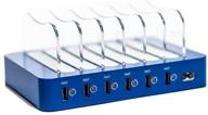 hercules tuff 6-port fast usb charging station for cell phones, tablets, and more - blue logo
