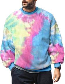 img 4 attached to Men's Colorful Sleeve Fleece Sweatshirt by Pretifeel