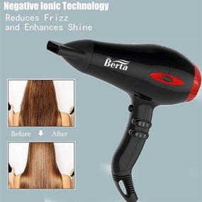 img 2 attached to 💇 Professional Hair Dryer 1875W with Negative Ion Technology, Quick Drying, Low Noise and Concentrator - 2 Speeds, 3 Heat Settings (Black)