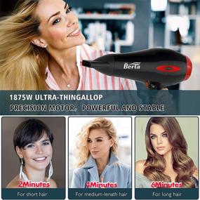 img 1 attached to 💇 Professional Hair Dryer 1875W with Negative Ion Technology, Quick Drying, Low Noise and Concentrator - 2 Speeds, 3 Heat Settings (Black)