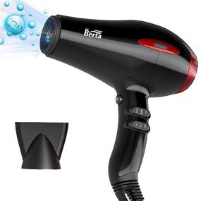 img 4 attached to 💇 Professional Hair Dryer 1875W with Negative Ion Technology, Quick Drying, Low Noise and Concentrator - 2 Speeds, 3 Heat Settings (Black)