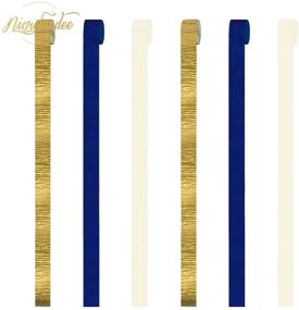 img 3 attached to 🎉 Navy Blue Party Decorations by NICROLANDEE: 6 Rolls of Navy Blue & Gold Crepe Paper Streamers for Bridal Showers, Birthdays, Weddings, and Graduations