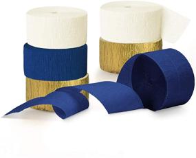 img 4 attached to 🎉 Navy Blue Party Decorations by NICROLANDEE: 6 Rolls of Navy Blue & Gold Crepe Paper Streamers for Bridal Showers, Birthdays, Weddings, and Graduations