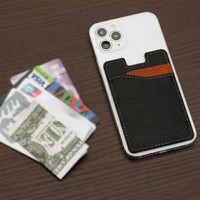 img 3 attached to 📱 MISXIAO Leather Card Holder: Stick-On Wallet for Android & Smartphones - Black