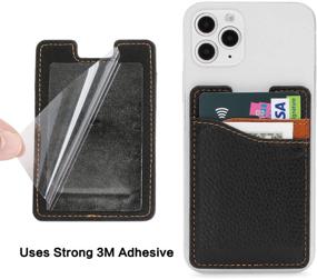 img 1 attached to 📱 MISXIAO Leather Card Holder: Stick-On Wallet for Android & Smartphones - Black