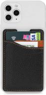 📱 misxiao leather card holder: stick-on wallet for android & smartphones - black logo