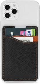 img 4 attached to 📱 MISXIAO Leather Card Holder: Stick-On Wallet for Android & Smartphones - Black