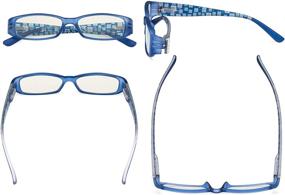 img 2 attached to 👓 Eyekepper Blue Light Filter Glasses for Women - UV Blocking, Anti Glare Computer Reading Glasses with Patterned Arms and Crystals, Matte Blue +1.00