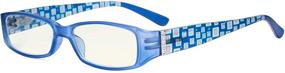 img 4 attached to 👓 Eyekepper Blue Light Filter Glasses for Women - UV Blocking, Anti Glare Computer Reading Glasses with Patterned Arms and Crystals, Matte Blue +1.00