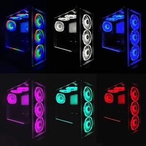 img 1 attached to 🌀 Apevia LP412L2S-RGB Lunar Pro 120mm Silent Dual-Ring Addressable RGB Fan: Remote Control, Color Changing LED, 28x LEDs, Anti-Vibration Pads, 2 Magnetic LED Strips (4+2-pk)