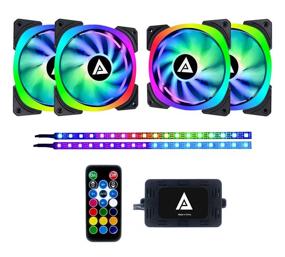 img 4 attached to 🌀 Apevia LP412L2S-RGB Lunar Pro 120mm Silent Dual-Ring Addressable RGB Fan: Remote Control, Color Changing LED, 28x LEDs, Anti-Vibration Pads, 2 Magnetic LED Strips (4+2-pk)